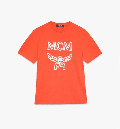 Shop Mcm Women's Logo T-shirt In Tangerine Tango