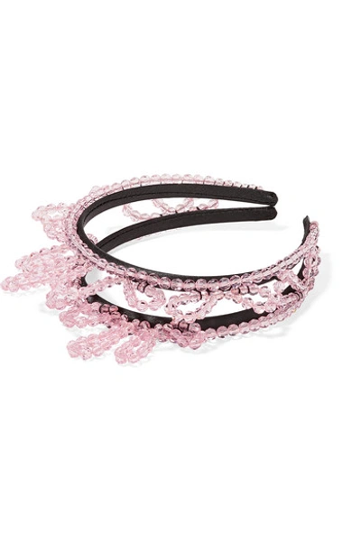 Shop Simone Rocha Crystal-embellished Satin Headband In Pink