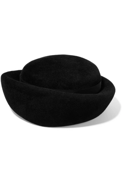 Shop Gigi Burris Laura Grosgrain-trimmed Rabbit-felt Hat In Black