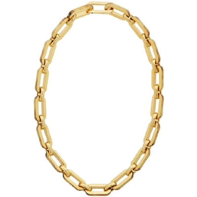 Shop Burberry Gold Horn Chain Necklace In Light Gold/