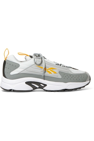 Shop Reebok Dmx Series 2200 Leather And Mesh Sneakers In Gray