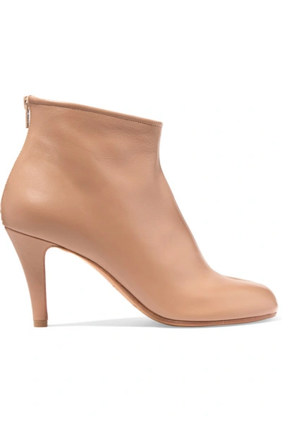 Shop Maison Margiela Split-toe Leather Ankle Boots In Beige