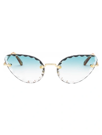 Shop Chloé Sunglasses In Gold Gradient Turquoise