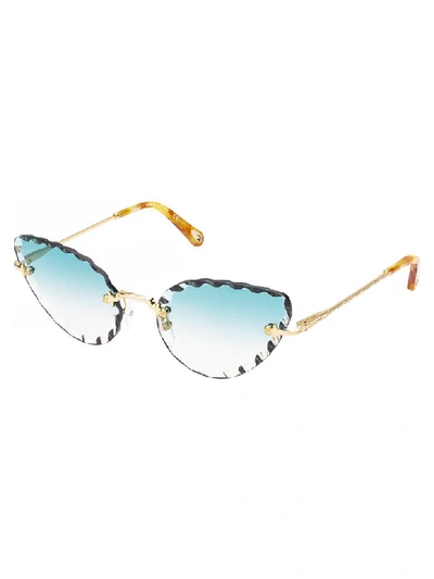 Shop Chloé Sunglasses In Gold Gradient Turquoise