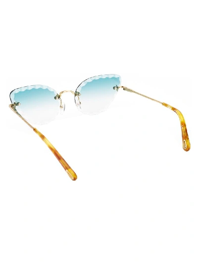 Shop Chloé Sunglasses In Gold Gradient Turquoise