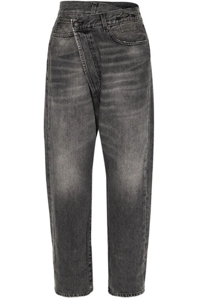 Shop R13 Asymmetric Boyfriend Jeans In Black