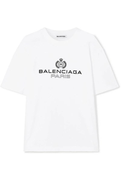 Balenciaga Printed Cotton-jersey T-shirt In White | ModeSens