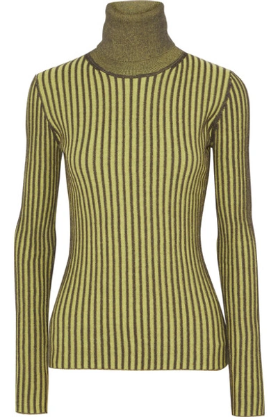 Shop Mcq By Alexander Mcqueen Ribbed Cotton Turtleneck Sweater In Bright Yellow