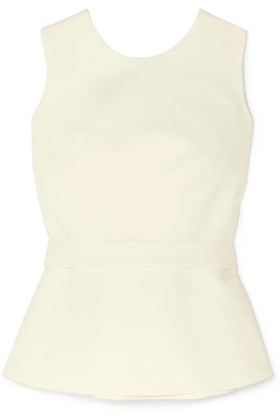 Shop Safiyaa Riddhi Belted Open-back Crepe Top In Ivory