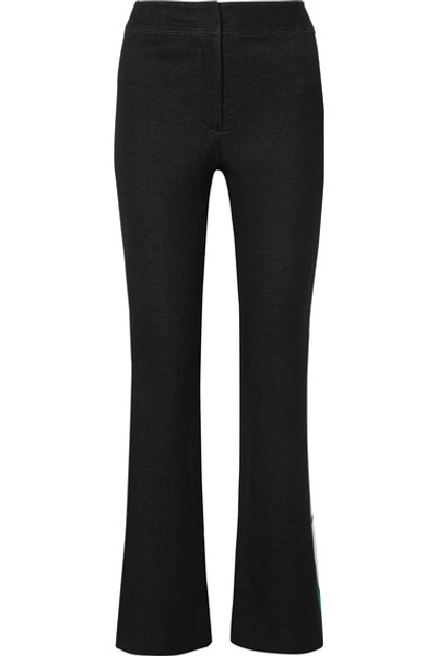 Shop Monse Striped Cotton-blend Jacquard Flared Pants In Black