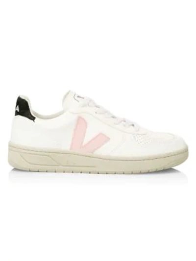 Shop Veja V-10 Coated Cotton Sneakers In Pink