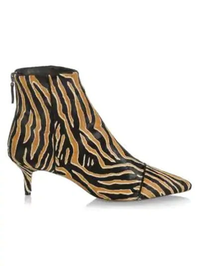 Shop Alexandre Birman Kittie Tiger-stripe Calf Hair Ankle Boots