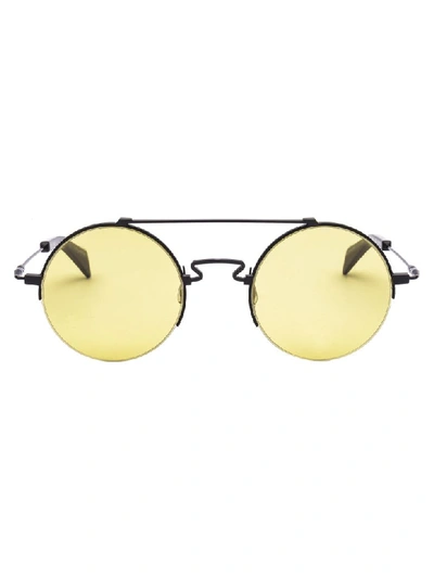 Shop Yohji Yamamoto Sunglasses In Matt Black Yellow