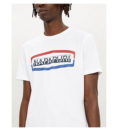 Shop Napapijri Logo-print Cotton-jersey T-shirt In White