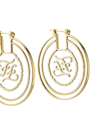 Shop Fendi Ff Karligraphy Earrings In Gold