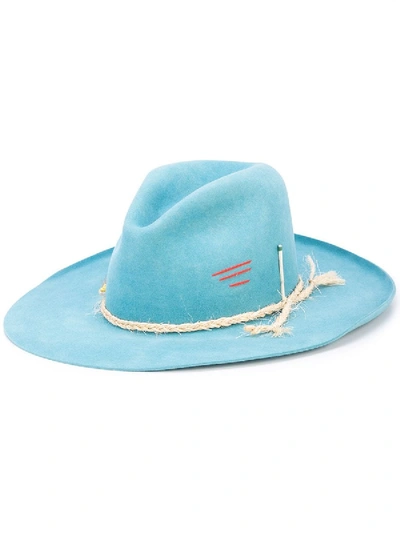 Shop Nick Fouquet Distressed Rope Detail Hat In Blue