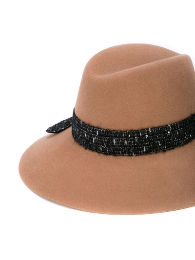 Shop Maison Michel Kate Wool And Pearl Fedora Hat In Brown