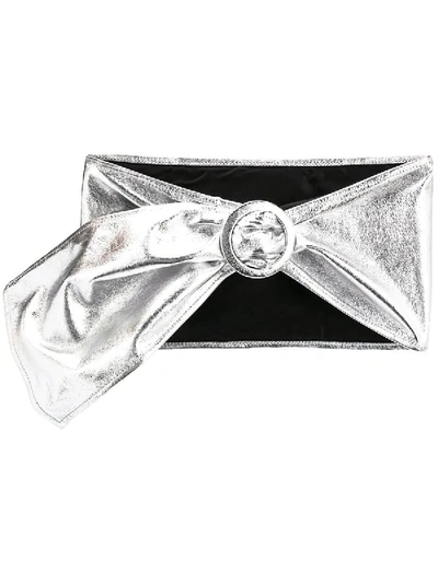 Shop Attico Leather Metallic Waist Belt Silver