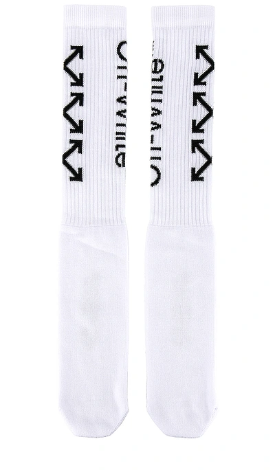 Shop Off-white Arrows Mid Length Socks In White & Black