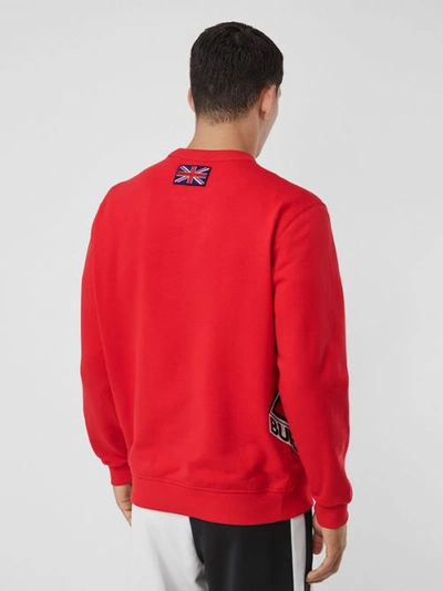 Shop Burberry Logo Graphic Cotton Sweatshirt In Bright Red