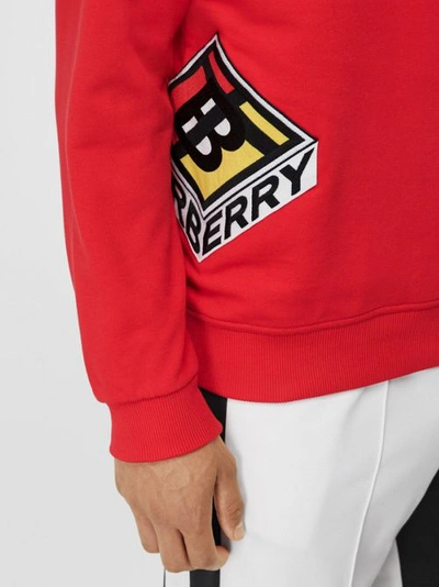 Shop Burberry Logo Graphic Cotton Sweatshirt In Bright Red