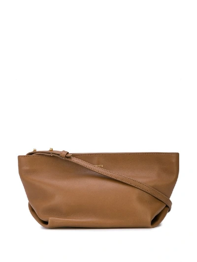 Shop Khaite The Envelope Pleat Crossbody Bag In Brown