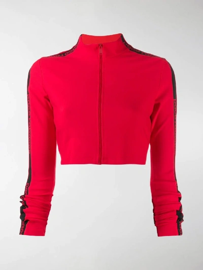 Shop Paco Rabanne Logo Tape Cropped Jacket In Red