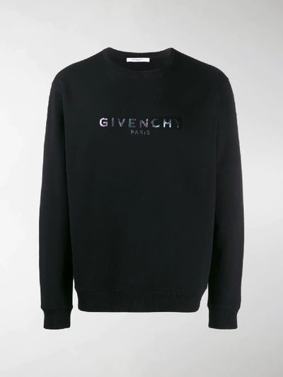 Shop Givenchy Holographic Logo Sweatshirt In Black