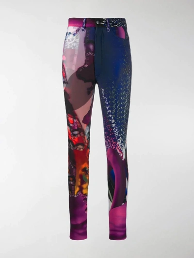 Shop Maison Margiela Abstract Print Trousers In Blue
