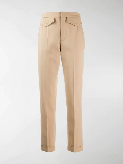 Shop Chloé High-waisted Slim-fit Trousers In Neutrals