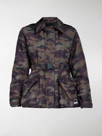 Shop Miu Miu Camouflage Print Jacket In Brown