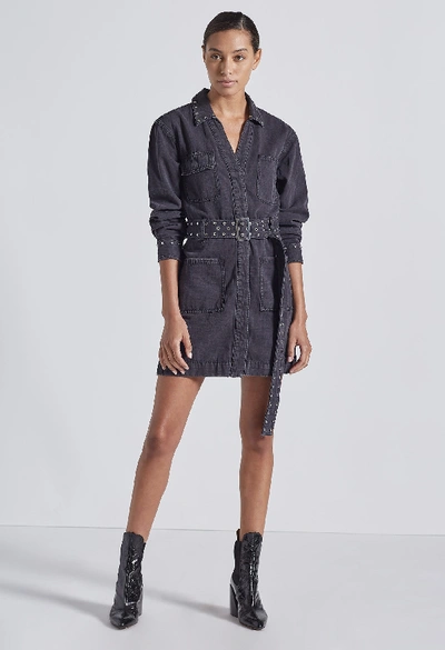 Current Elliott Current/elliott Woman Short Dress Black Size 3 Cotton,  Linen In Washed Black | ModeSens