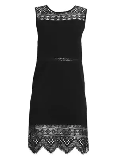 Shop Carolina Herrera Lace Shift Dress In Black