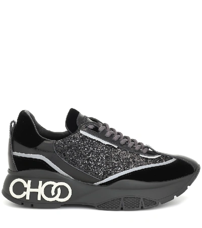 Shop Jimmy Choo Raine Glitter Sneakers In Black