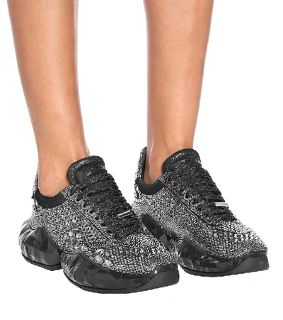 Shop Jimmy Choo Diamond Crystal-embellished Sneakers In Black
