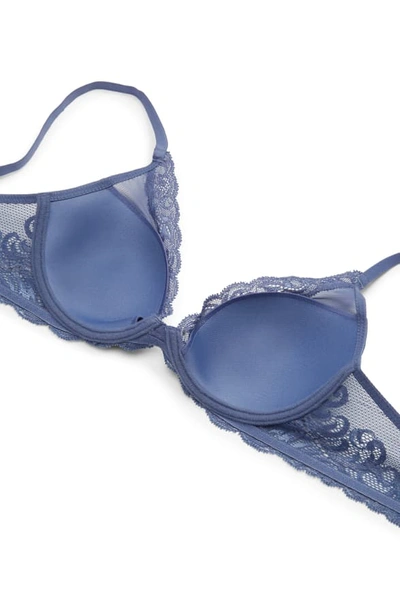 Shop Natori Feathers Underwire Contour Bra In Blue Haze/ Slate Blue