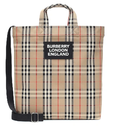 Shop Burberry Vintage Check Tote In Beige