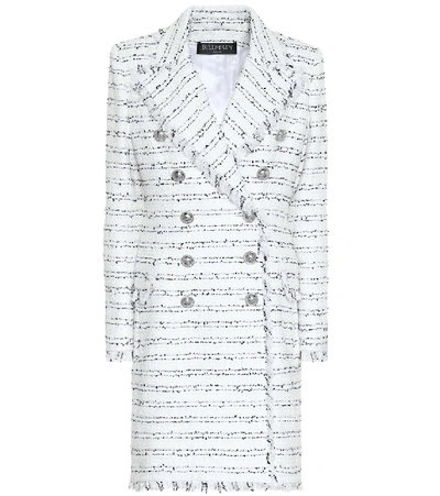 Shop Balmain Tweed Coat In White