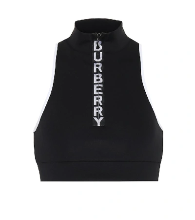 Shop Burberry Logo Crop Top In Black