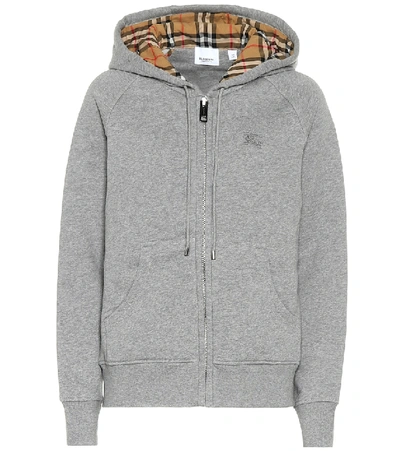 Shop Burberry Cotton Jersey Hoodie In Grey