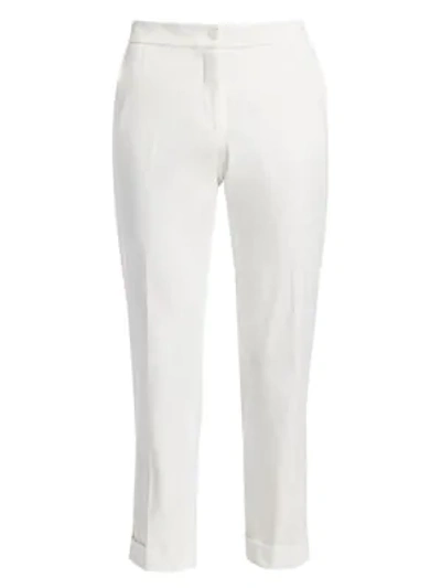 Shop Etro Cropped Stretch-cotton Trousers In White