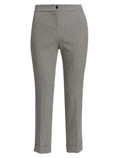 Shop Etro Geo Check Cropped Stretch Trousers In Navy