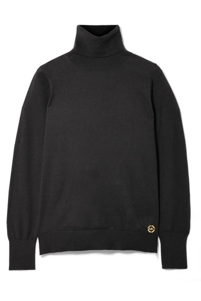 Shop Michael Michael Kors Knitted Turtleneck Sweater In Black