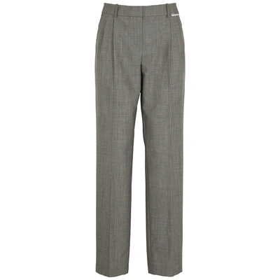 Shop Alexander Wang Grey Straight-leg Wool-blend Trousers