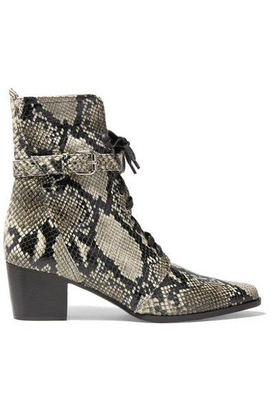 Shop Tabitha Simmons Porter Buckled Snake-effect Leather Ankle Boots In Snake Print