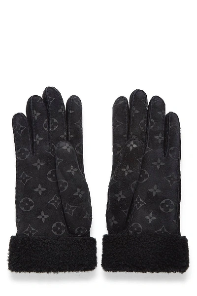 Pre-owned Louis Vuitton Black Monogram Shearling Darling Gloves
