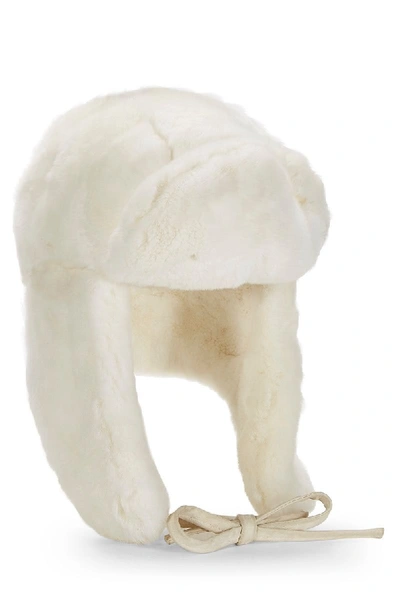 Shop Chanel White Lapin Trapper Hat