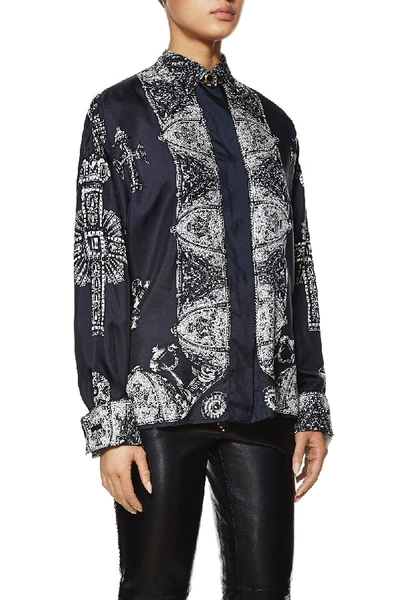 Shop Versace Black Silk Cross Shirt