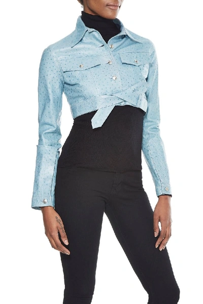 Pre-owned Dior Blue Ostrich Cropped Jacket