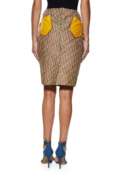 Pre-owned Dior 1990s Brown Cotton Blend Rasta Trotter Skirt